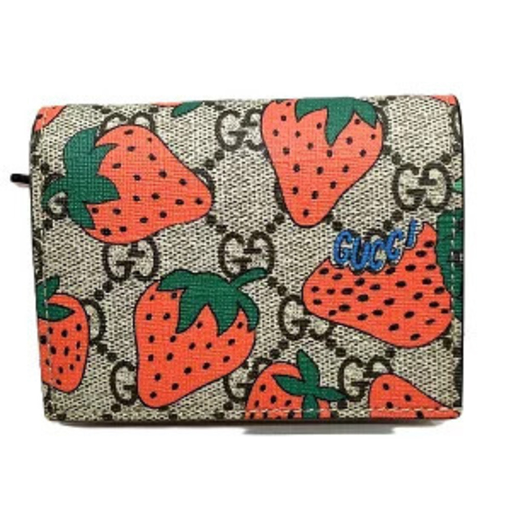 Gucci GG Supreme Strawberry Wallet Bi fold